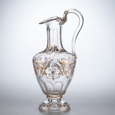 Lot 34 - A LARGE GILDED GLASS EWER, PROBABLY BACCARAT, MID-19TH CENTURY