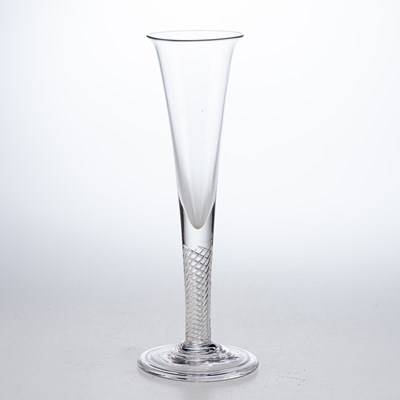 Lot 19 - A GLASS CHAMPAGNE FLUTE, CIRCA 1760