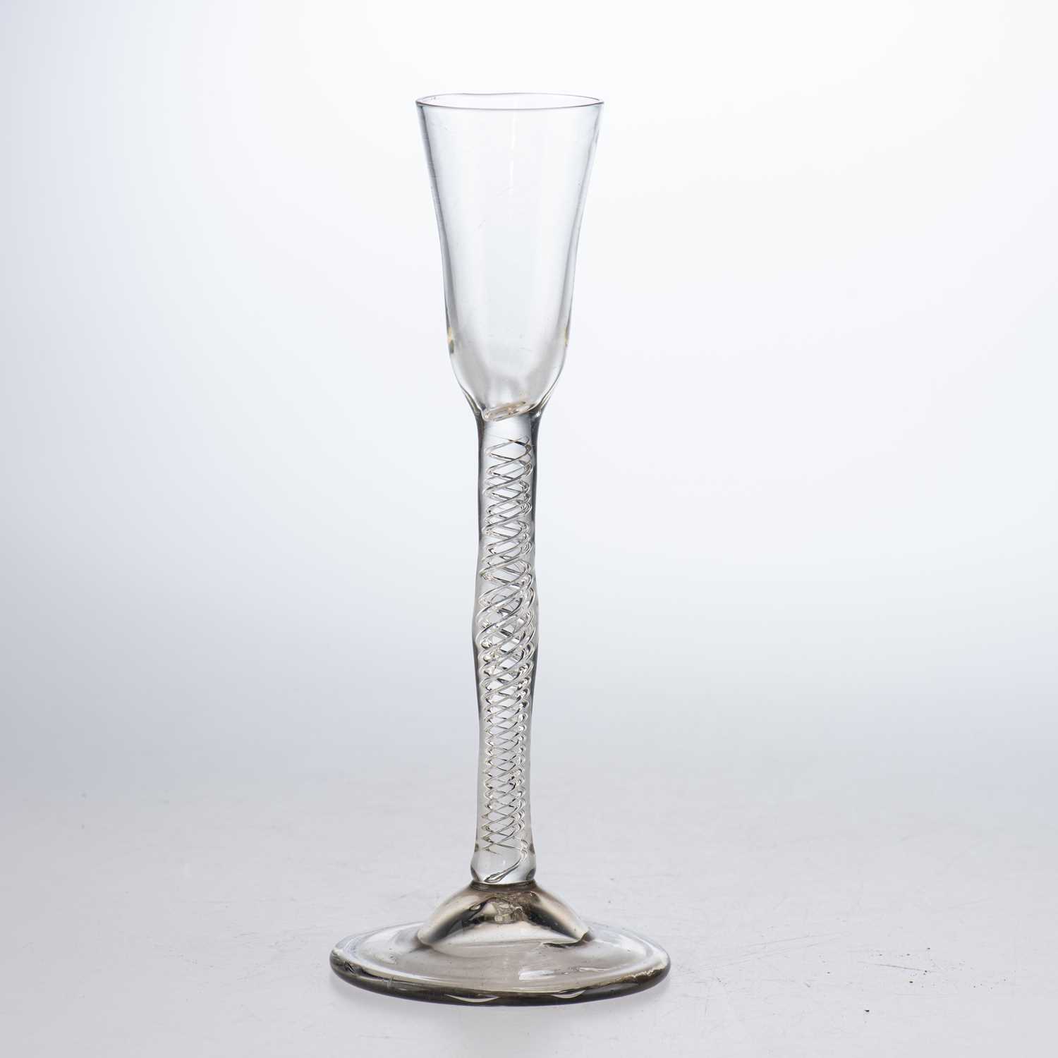 Lot 24 - AN UNUSUAL CORDIAL OR WINE GLASS, 18TH CENTURY