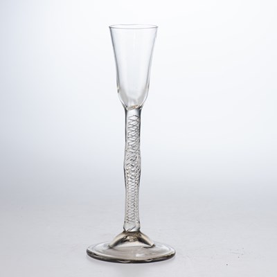 Lot 24 - AN UNUSUAL CORDIAL OR WINE GLASS, 18TH CENTURY