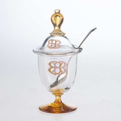 Lot 1037 - A BACCARAT MUSTARD POT AND COVER