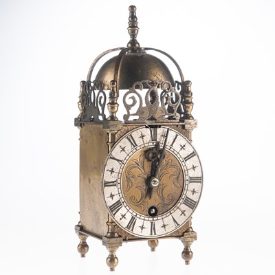 Lot 640 - A 17TH CENTURY STYLE BRASS LANTERN CLOCK, CIRCA 1900