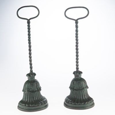 Lot 169 - A PAIR OF 19TH CENTURY GREEN-PAINTED CAST IRON DOOR PORTERS, BY ARCHIBALD KENRICK & SONS, CIRCA 1880