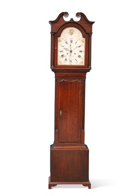 Lot 633 - A GEORGE III SCOTTISH OAK 8-DAY LONGCASE CLOCK, BY LAW OF CARLINWALK, CIRCA 1780