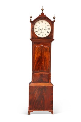 Lot 635 - AN EARLY 19TH CENTURY MAHOGANY 8-DAY LONGCASE CLOCK, BY MONCAS OF LIVERPOOL, CIRCA 1820