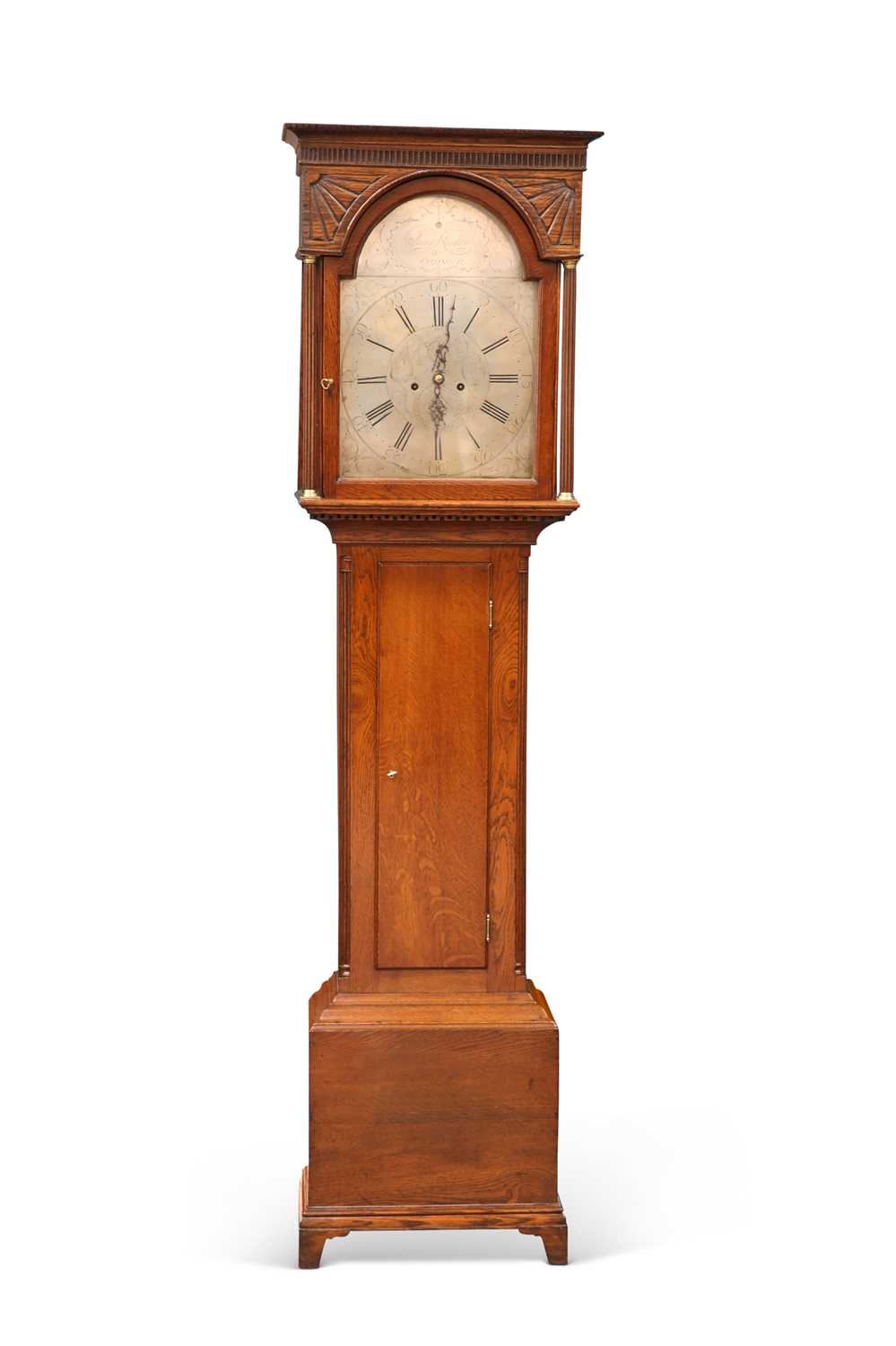 Lot 632 - A GEORGE III SCOTTISH OAK 8-DAY LONGCASE CLOCK, BY RANKIN OF OLD CUMNOCK, CIRCA 1770