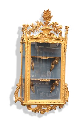 Lot 651 - A LOUIS XV STYLE GILDED HANGING VITRINE