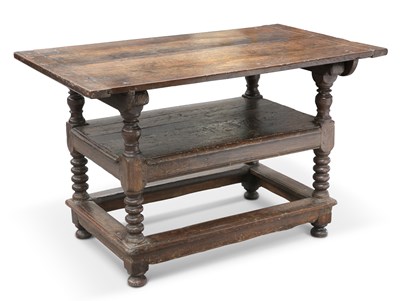 Lot 644 - A 17TH CENTURY OAK MONKS BENCH