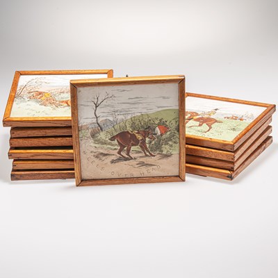 Lot 59 - ELEVEN MINTONS POTTERY 'HUNTING' TILES