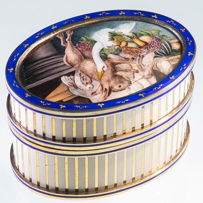 Lot 454 - AN ITALIAN SILVER-GILT AND ENAMEL BOX, CIRCA 1900