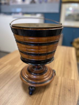 Lot 1240 - A VICTORIAN PARTIALLY EBONISED WALNUT BUCKET