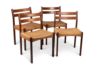 Lot 208 - A SET OF FOUR MID-CENTURY TEAK DINING CHAIRS