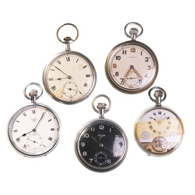 Lot 140 - AN ASSORTMENT OF 5 POCKET WATCHES FOR SPARES OR REPAIRS