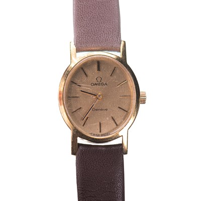 Lot 148 - LADYS GOLD PLATED OMEGA STRAP WATCH