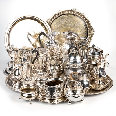 Lot 284 - A LARGE COLLECTION OF 19TH CENTURY AND LATE SILVER-PLATE