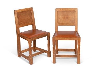 Lot 762 - ROBERT THOMPSON OF KILBURN, A PAIR OF MOUSEMAN OAK DINING CHAIRS