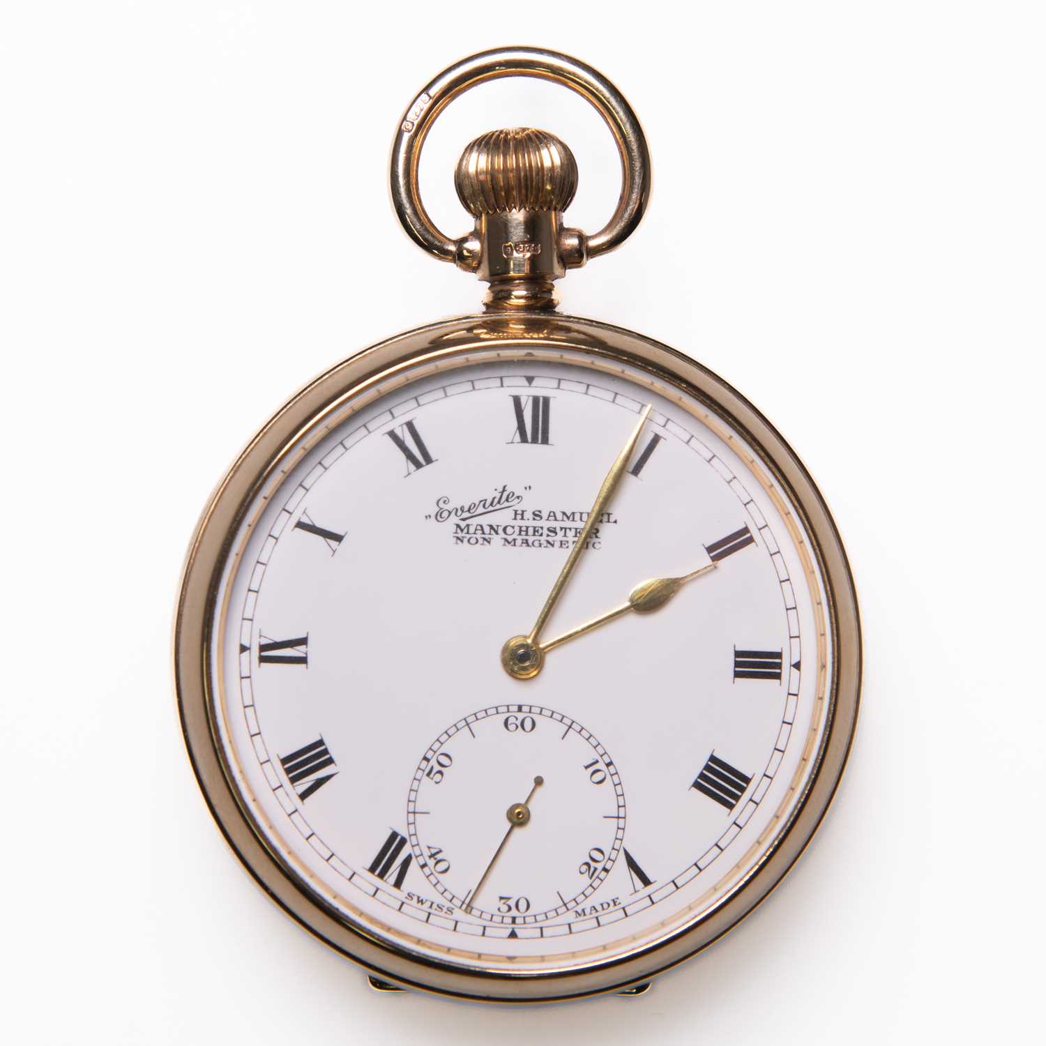 Lot 422 - A 9CT GOLD OPEN FACED EVERITE POCKET WATCH