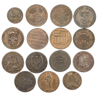 Lot 13 - A GROUP OF FIFTEEN 18TH/ 19TH CENTURY PROVINCIAL TOKENS