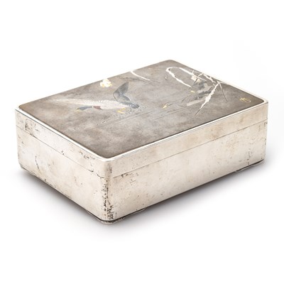 Lot 181 - A JAPANESE SILVER AND MIXED METAL TABLE BOX