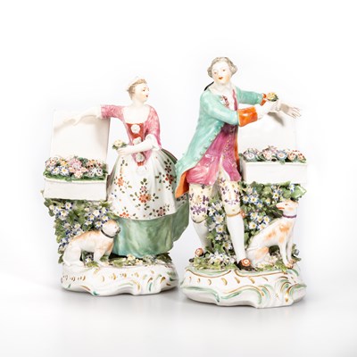 Lot 54 - A PAIR OF DERBY FIGURES OF A GALLANT AND LADY, CIRCA 1760
