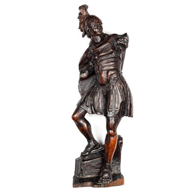 Lot 533 - A CARVED WOOD FIGURE OF MARS