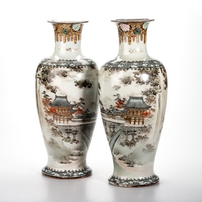 Lot 65 - A LARGE PAIR OF JAPANESE PORCELAIN VASES, LATE 19TH/EARLY 20TH CENTURY