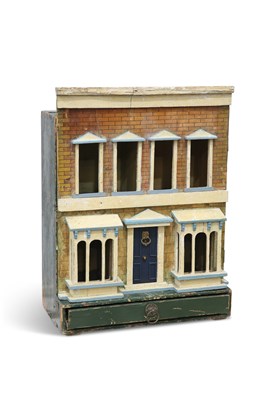 Lot 1 - A PRIMITIVE 19TH CENTURY DOLLS HOUSE, POSSIBLY AMERICAN