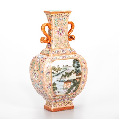 Lot 66 - A CHINESE FAMILLE ROSE 'LANDSCAPE' VASE