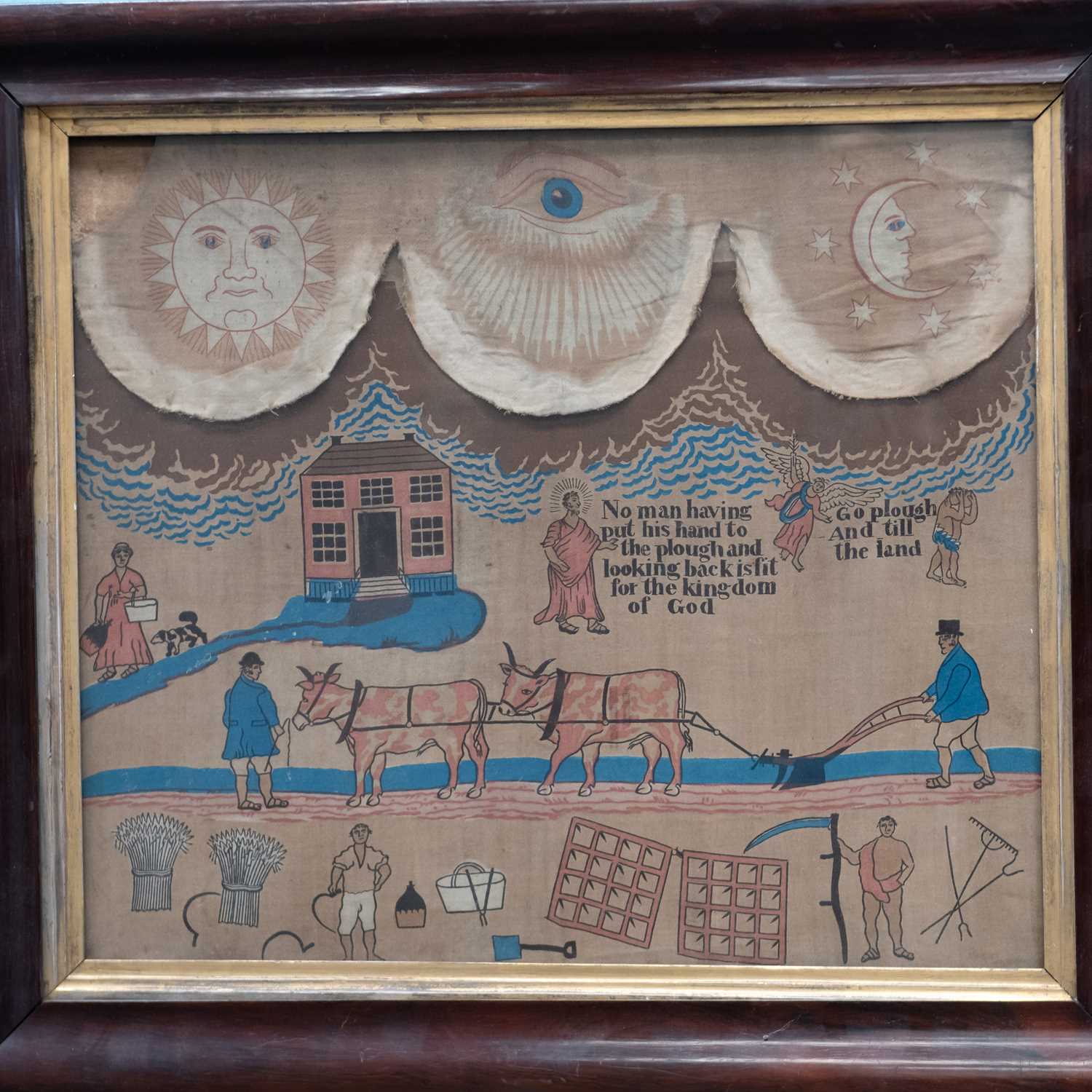 Lot 15 - A PRIMITIVE FOLK ART THEOREM PICTURE, CIRCA 1860