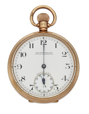 Lot 1489 - A 9 CARAT GOLD WALTHAM POCKET WATCH