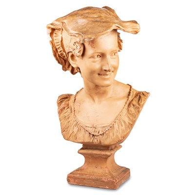 Lot 169 - A LARGE TERRACOTTA BUST OF A LADY, CIRCA 1900