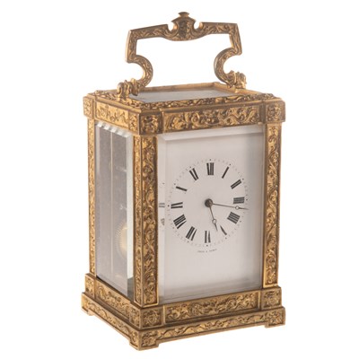 Lot 637 - AN EARLY GILT-BRASS CARRIAGE CLOCK, BY JULES, PARIS, CIRCA 1840