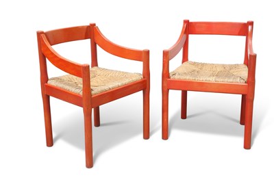 Lot 760 - VICO MAGISTRETTI (1920-2006): A PAIR OF 'CARIMATE' CHAIRS