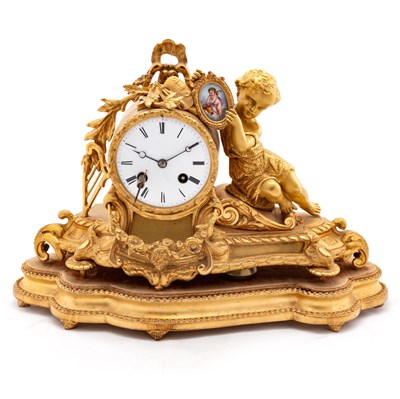 Lot 661 - A FRENCH GILT-BRONZE MANTEL CLOCK, CARLHIAN & CORBIERE, THIRD QUARTER OF THE 19TH CENTURY