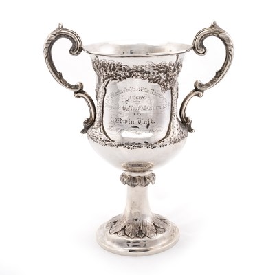 Lot 381 - A VICTORIAN SILVER TWO-HANDLED TROPHY CUP