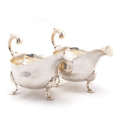 Lot 374 - A PAIR OF VICTORIAN SILVER SAUCEBOATS