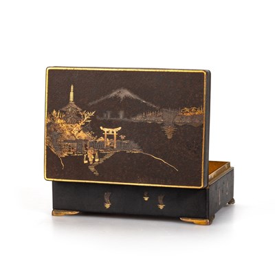 Lot 166 - A JAPANESE IRON KOMAI-STYLE CIGARETTE BOX