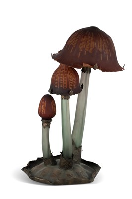 Lot 610 - AFTER ÉMILE GALLÉ, A WHIMSICAL ART NOUVEAU STYLE MUSHROOM TABLE LAMP