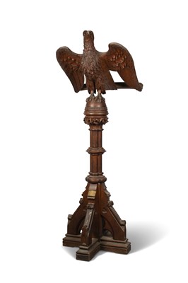 Lot 735 - A LARGE 19TH CENTURY CARVED OAK EAGLE LECTERN