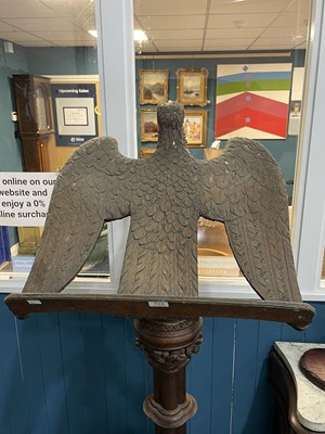 Lot 735 - A LARGE 19TH CENTURY CARVED OAK EAGLE LECTERN