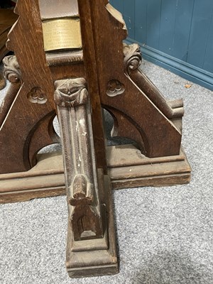 Lot 735 - A LARGE 19TH CENTURY CARVED OAK EAGLE LECTERN