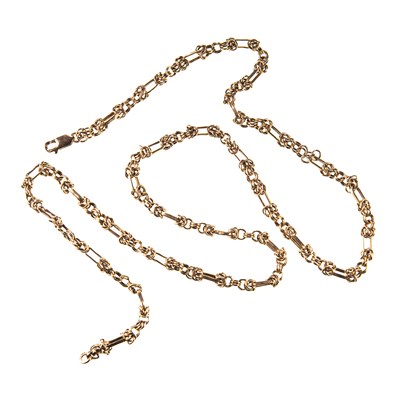 Lot 507 - A 9 CARAT YELLOW GOLD FANCY LINK NECKLACE