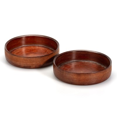 Lot 740 - A PAIR OF GEORGIAN PRESSED LEATHER COASTERS