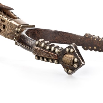 Lot 574 - A LARGE PAIR OF SOUTH AMERICAN ROWEL SPURS, CIRCA 1900