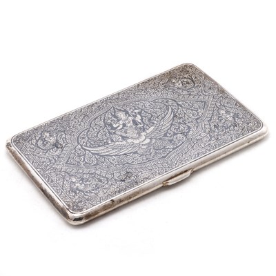 Lot 213 - A LARGE SILVER AND NIELLO CIGARETTE CASE