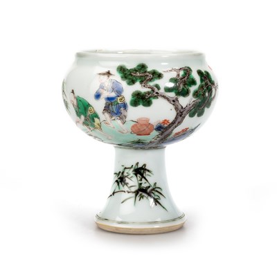 Lot 127 - A CHINESE FAMILLE VERTE STEM CUP