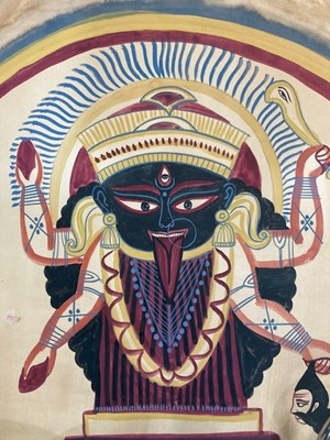 Lot 185 - KALIGHAT SCHOOL (BENGAL, CIRCA 1890-1920), GODDESS KALI IN KALIGHAT TEMPLE