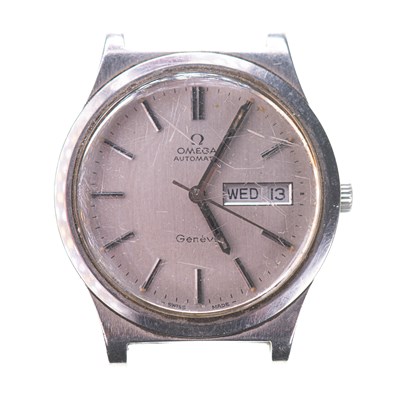 Lot 438 - A GENTS STEEL OMEGA AUTOMATIC GENEVE WATCH HEAD