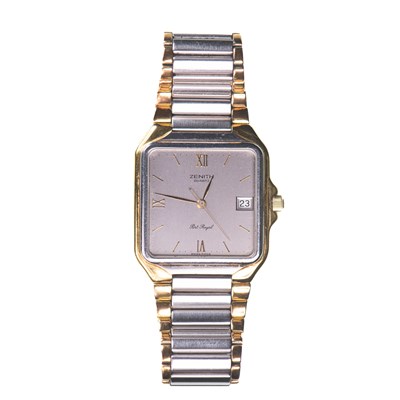 Lot 428 - A GENTS STEEL ZENITH BRACELET WATCH