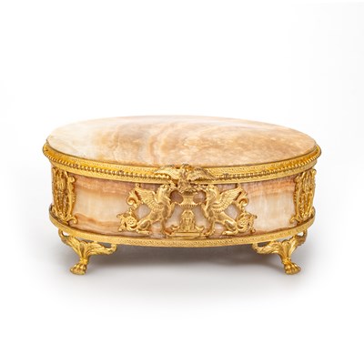 Lot 423 - A GILT-METAL MOUNTED MARBLE CASKET, CIRCA 1900